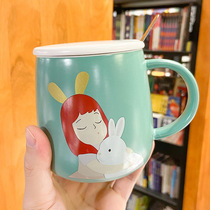 Japanese style simple hand-painted cartoon character mug large capacity ceramic water Cup for men and women students breakfast cup