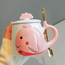 Creative office ceramic high value Cup couple mug super cute with lid spoon water cup milk breakfast cup