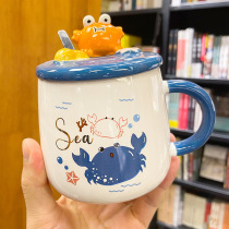 Cartoon cute creative crab ceramic cup hipster male and female student couple Cup office coffee mug