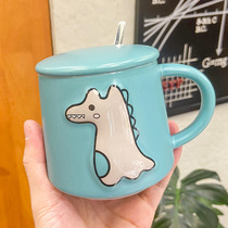 Personality Cartoon Cute Dinosaur Children Mark Cup With Cover Spoon Home Lovers Cups Office Day With Ceramic Cups