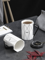 Nordic mug with lid spoon creative coffee ceramic cup a pair of gift box customers gift trend water Cup