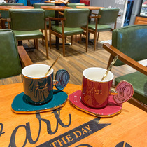 Wind Eurostyle Minimalist Coffee Cup Disc Suit Office Light Lavish Afternoon Tea Ceramic Cup With Spoon Mark Cup