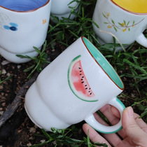 High temperature hand-painted ceramic mug pottery Japanese style irregular water Cup 400ml Cup summer taste