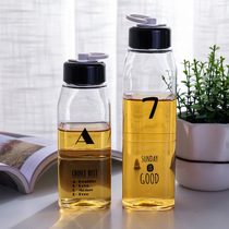 Korean Creative Square text plastic cup men and women outdoor portable Sports Cup student Cup