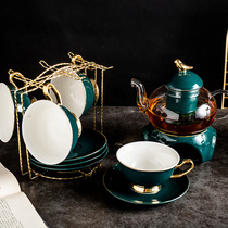 Literary ceramic coffee cup saucer set tea set set Nordic universal gold edge home simple with cup holder