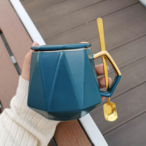 Lovers Nordic Wind Ceramic Cup with cover womens office Coffee Mark Cup mens large capacity Home Breakfast Cup