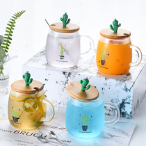 Glass glass hipster portable water cup soft girl girl Japanese coffee cup student home belt tea cup