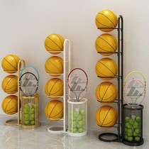 Basketball Containing Shelf Home Set Ball Frame Children Football Ping-pong Badminton Racket Sport Fitness Items Containing Barrel Frame
