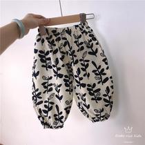 Trousers anti mosquito lantern pants loose new products leisure Korean girl 2021 male flower baby cotton linen children tide