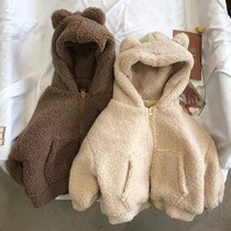 Baby coat 2021 autumn and winter new boys and girls lamb wool plus velvet thickened warm Korean coat