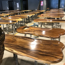 Walnut Oakamba flower Solid wood log large board tea table Office table Large board table Tea table table desk clearance
