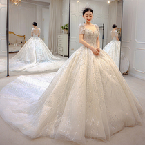 Bride French light main wedding dress 2021 new high-end sense large size luxury high-end tail retro court style summer