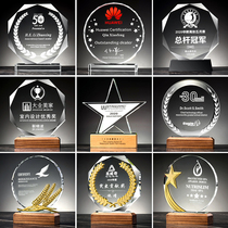 Crystal trophy custom high-end medals custom creative licensing card acrylic glass staff commemorative trophy production