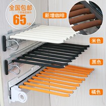 Side-loading wardrobe trouser rack finished trousers rack full pull-out push-pull trouser rack telescopic trousers side flocking non-slip cabinet