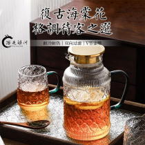 IKXO begonia flower glass high-end gift cold kettle high temperature resistant household large-capacity herbal teapot cold water cup set
