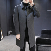 2021 autumn and winter light luxury double-sided tweed coat mens long fashion fashion solid color wild wool trench coat
