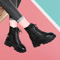 Hollowed-out Martin boots Heightening Women Shoes Spring Slim Slopes Heel Thick Bottom Short Boots Small Subnets Yarn Women Boots Subnetting Shoes