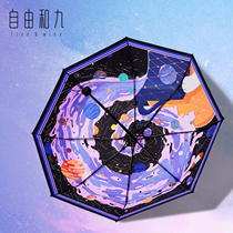 Free and Nine-shading sunny Umbrella Dual-purpose small portable sun protection UV women fully automatic folding sun umbrella