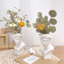 Nordic air-dried real flowers dried flower bouquets decoration living room decoration Xiao Wei resin head ins vase home decoration