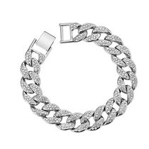 Net celebrity explosion Cuban chain full diamond mens necklace hip-hop trendsetter high-quality hiphop personality jewelry bracelet
