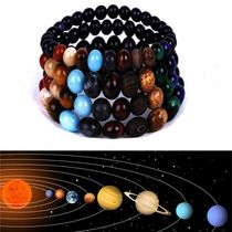 Student hot-selling natural stone Milky Way bracelet Blue sand stone starry sky solar system planet hand string shaking sound fashion