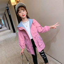Girls coat spring and autumn 2021 new autumn dress Foreign color Net Red childrens fashion coat childrens autumn trench coat tide