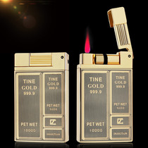 Gold bar touch sensing gas lighter creative ultra-thin metal windproof straight punch inflatable mens personality trend