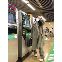 Tide Name Korean version of long polo collar trench coat women 2021 autumn and winter lace up small coat coat