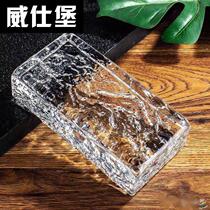 Ultra-white double-sided ice crystal solid glass brick hot melt transparent crystal brick partition wall bathroom square custom brick