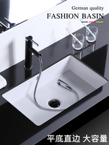 Faenza ceramic under-the-counter basin Wash basin Embedded single-basin bathroom Square basin flat-bottomed household under-the-counter wash