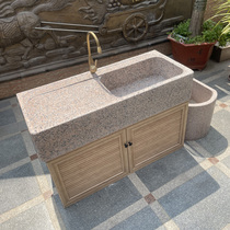 Outdoor stone laundry pool balcony integrated sink marble courtyard stone wash basin household floor pool
