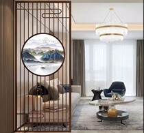 Iron screen partition new Chinese light luxury entrance entrance entrance dining room living room stainless steel mesh red classical decoration