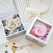 Imported Eternal Flower Gift Box Glass Cover Rose Box Dry Flower Ren Box Birthday Gift for Girlfriend Mother