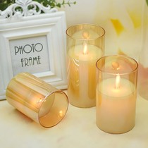 LED electronic candle glass candle holder Nordic romantic candlelight dinner smokeless candle birthday wedding hotel Road introduction