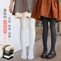 Childrens pantyhose spring and autumn girls leggings outside wearing foot thick white middle school children practice dance socks
