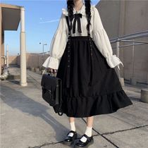 Spring and Autumn New Korean doll collar shirt to send bow long skirt loose female student single set tide