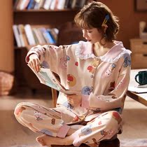 Pajamas female spring and autumn long sleeve cotton Korean home clothes cute loose thin women Spring and Autumn Winter two-piece set