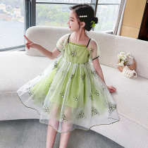 Girls dress for dress and summer clothes 2022 new children Ocean crumbed short sleeve tennis red Korean version CUHK Girl Princess Dresses