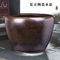 Vintage vintage Jingdezhen ceramic fish tank fish basin water lily lotus flower tank large town house courtyard fengshui gate sea tank