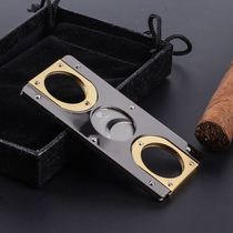 Cigar scissors multifunctional stainless steel splicing sharp double-edged cigarette scissors tool flat cutting gift box punching