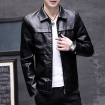 Leather leather clothing men spring and autumn 2021 new men casual locomotive clothing Korean Tide brand thin slim jacket jacket