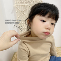 Girls' High Neck Backing Shirt Spring and Autumn Children's Wear Children's Baby Baby Cotton Interior T-Shirt Long Sleeve Jacket Fall Winter