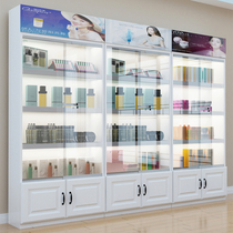 Glass display cabinet with lock door transparent with lamp cosmetics display cabinet beauty salon product display cabinet