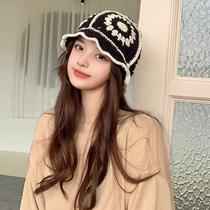 ins Yafeng Baotou wool hat female autumn and winter Net red fisherman hat handmade retro knitted hat Korean tide