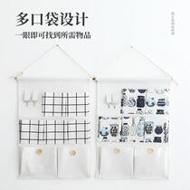 Cotton and linen waterproof storage bag door rear hanging hanging pocket dormitory wall fabric storage bag storage bag
