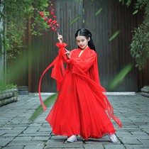 Childrens Han clothes girl ancient dress superfairy little girl princess Lieven dress red fairy clothes walk show dance China Wind