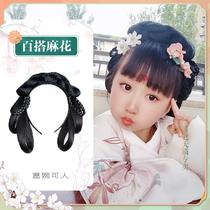 Costume childrens hair band wig Hanfu Ming system one ancient style hair bun girl cute COS set headdress headband
