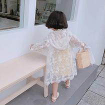 Girls  summer thin breathable air-conditioning shirt 2021 new Korean little girl hooded long-sleeved cardigan sunscreen clothes tide