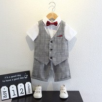 Boy suit summer short sleeve suit British style flower boy handsome boy baby dress child dress child dress child