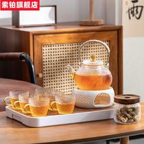 Afternoon tea tea set glass bubble teapot candle tea stove heating health flower tea cup fruit teapot set